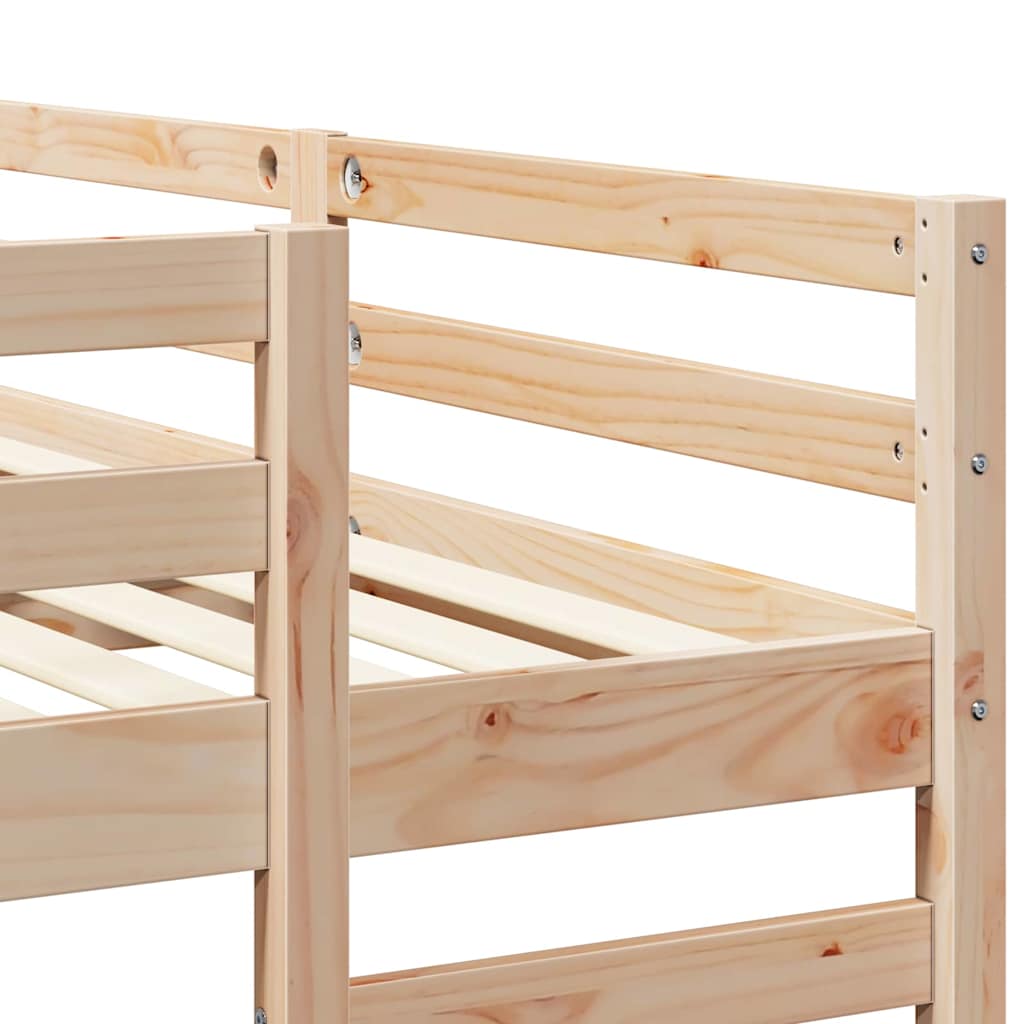Triple Bunk Bed Frame Brown 140 x 200 cm Solid Pine Wood