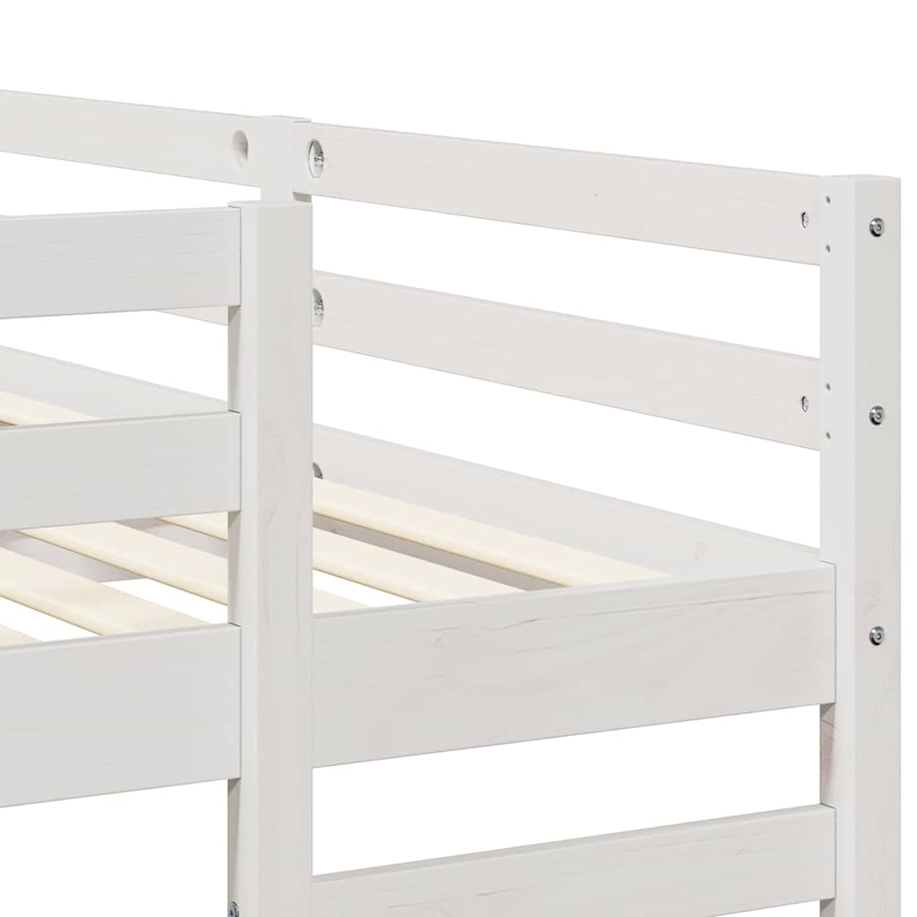 Triple Bunk Bed Frame White 140 x 200 cm Solid Pine Wood