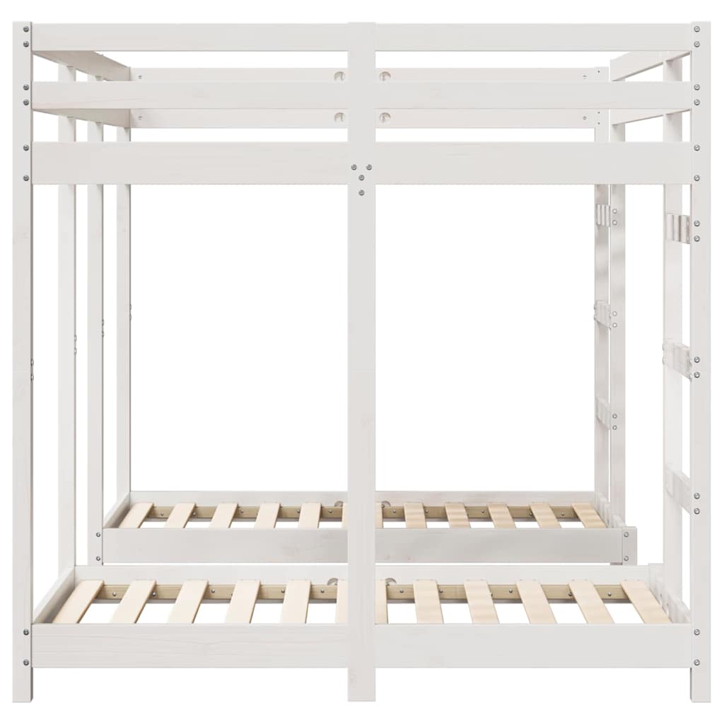Triple Bunk Bed Frame White 140 x 200 cm Solid Pine Wood