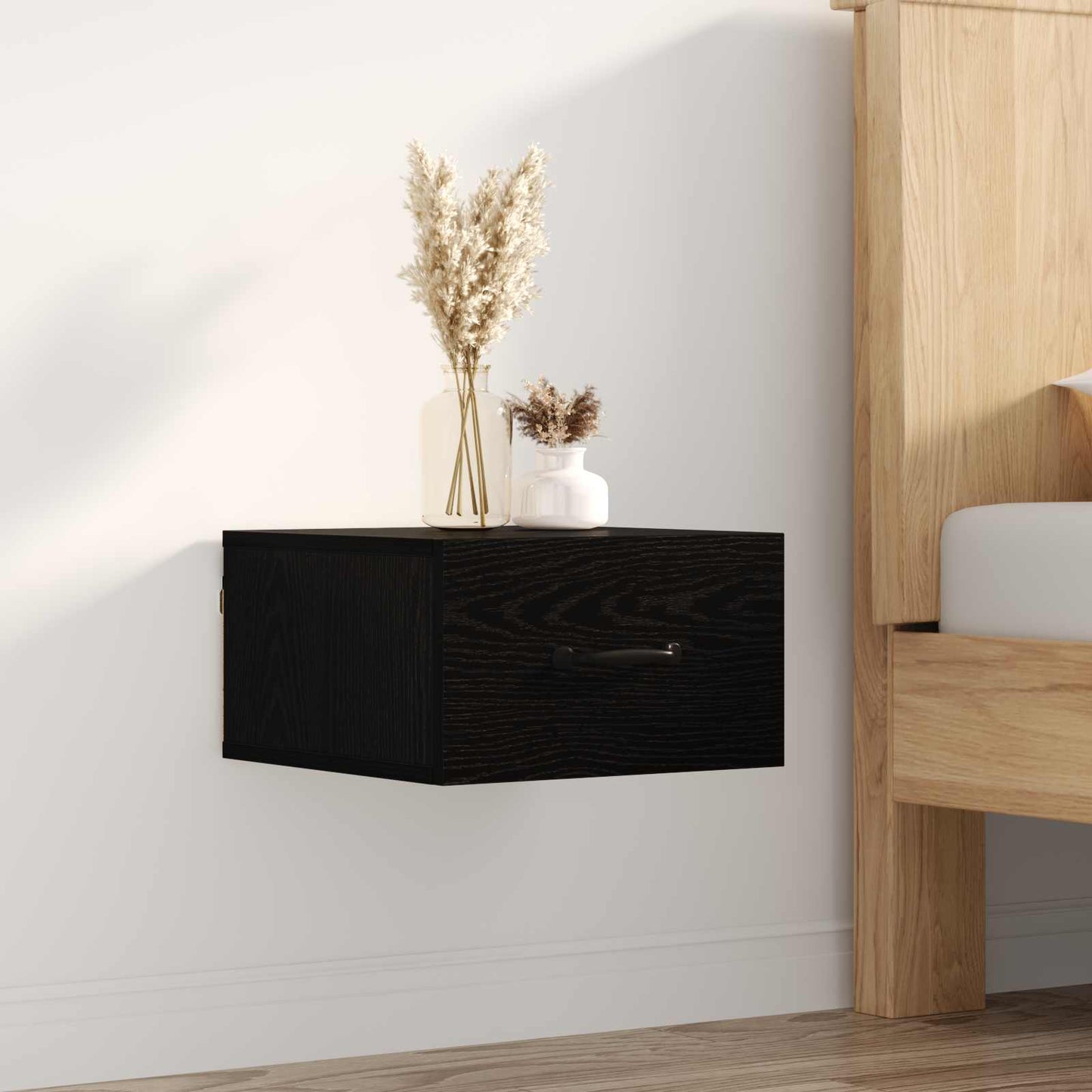 Bedside Cabinet Black Oak 35 x 35 x 20 cm Engineered Wood
