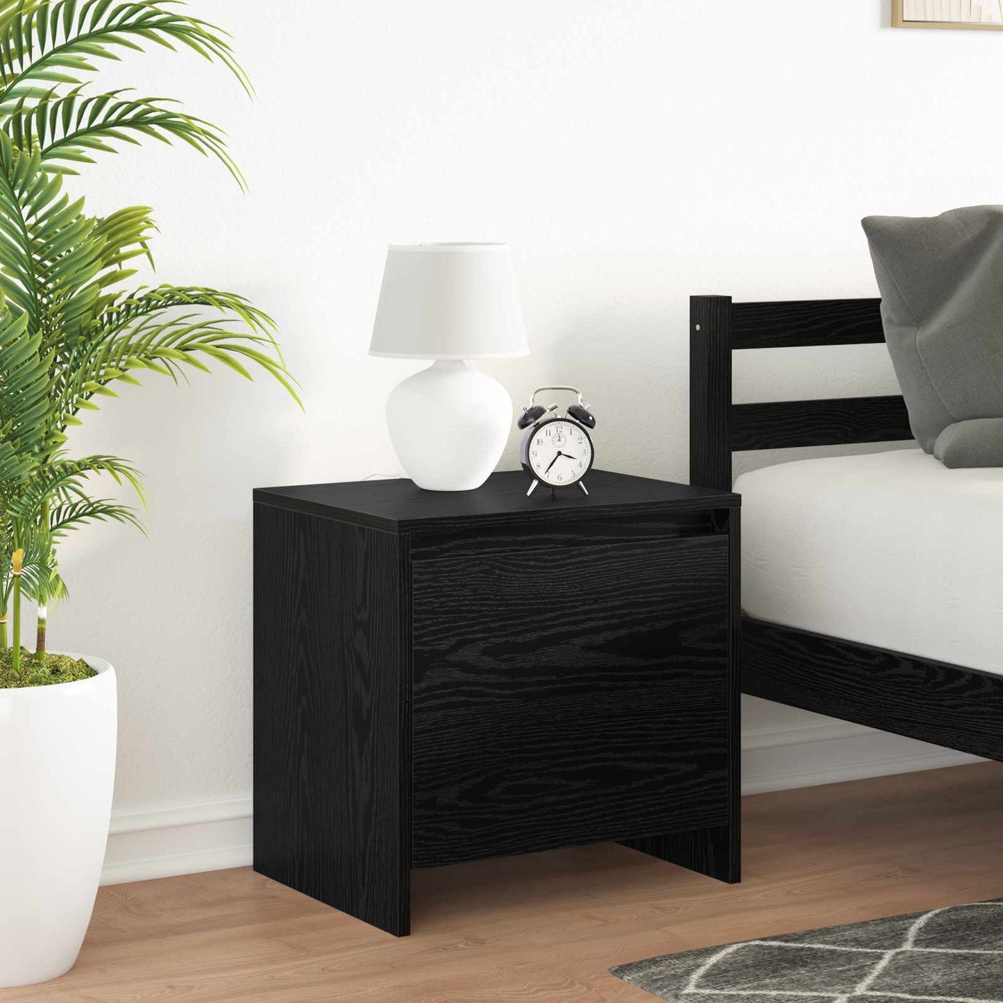 Bedside Cabinet Black Oak 45 x 34 x 44.5 cm Engineered Wood