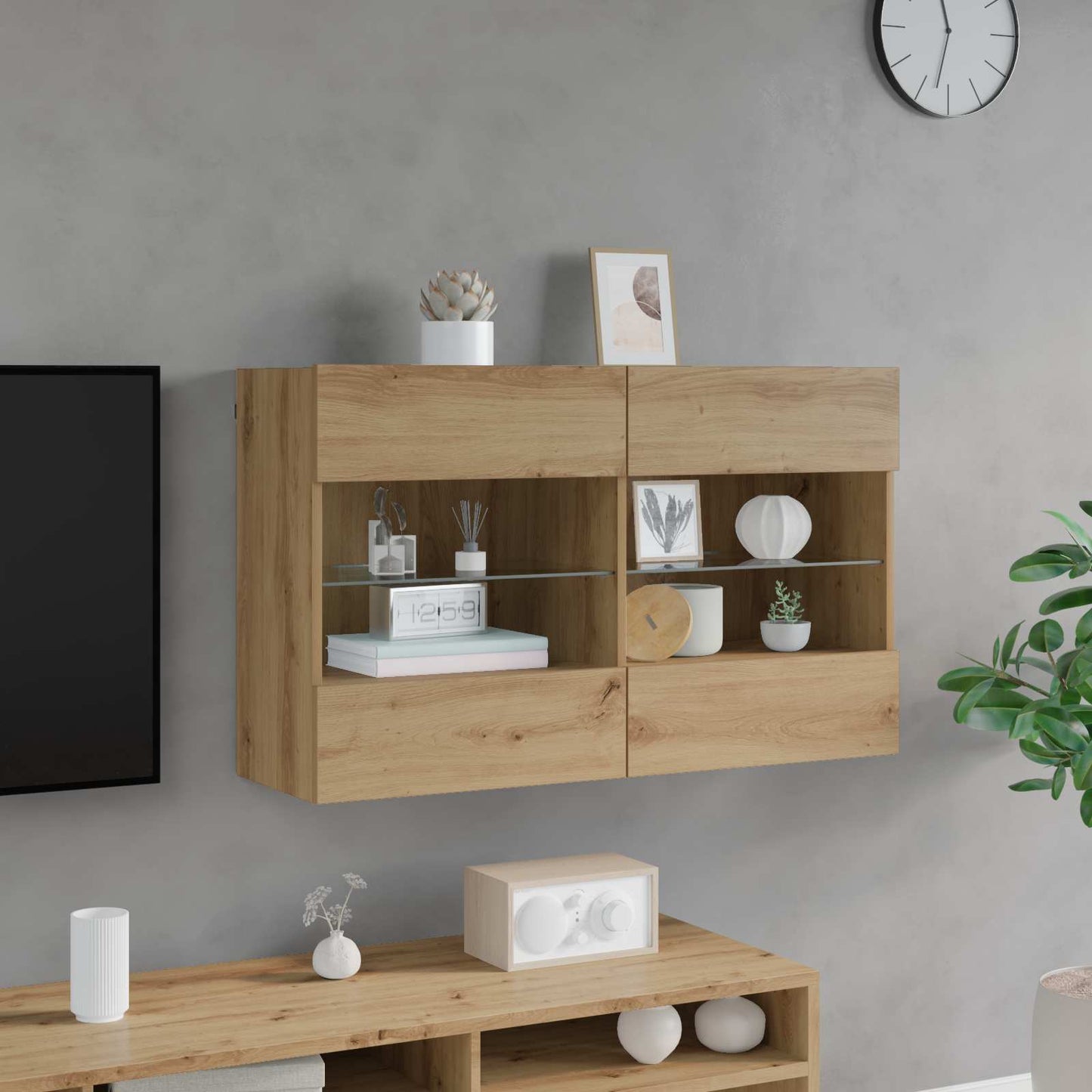 TV Wall Cabinet Artisan Oak 98.5 x 30 x 60.5 cm Engineered Wood