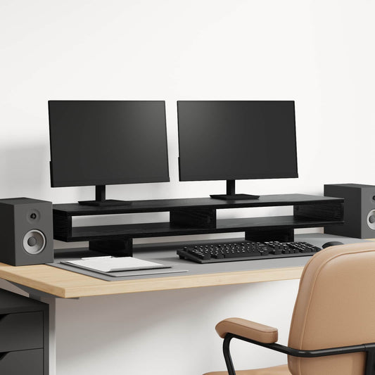 Monitor Stand with Shelf Black 100 x 27 x 15 cm Engineered Wood