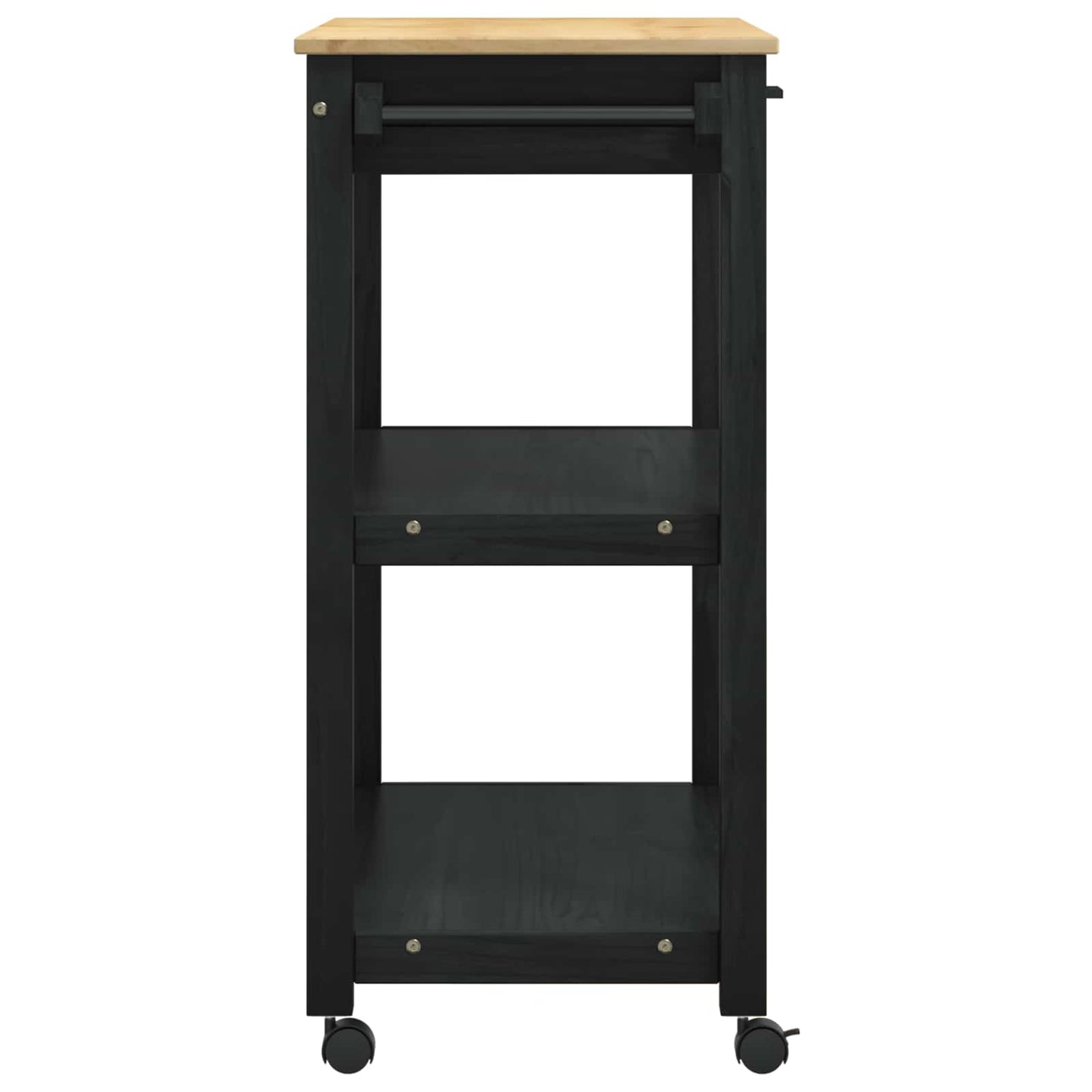 Kitchen Trolley MONZA Black 84 x 40 x 88.5 cm Solid Pine Wood