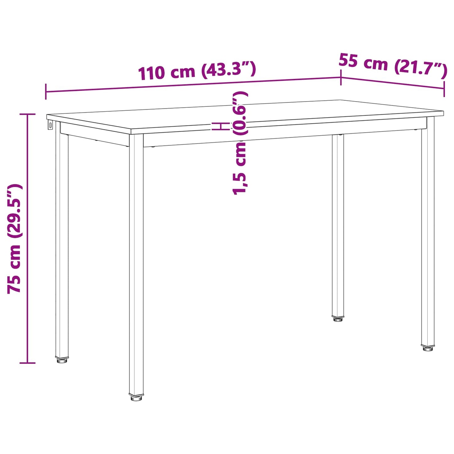 Dining Table Natural 110 x 55 x 75 cm Solid Pine Wood