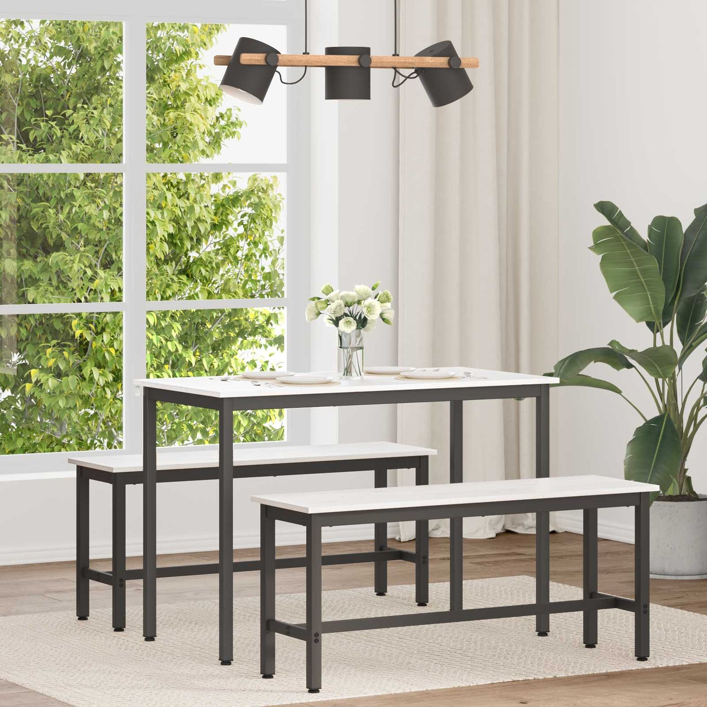 Dining Table White 110 x 55 x 75 cm Solid Pine Wood