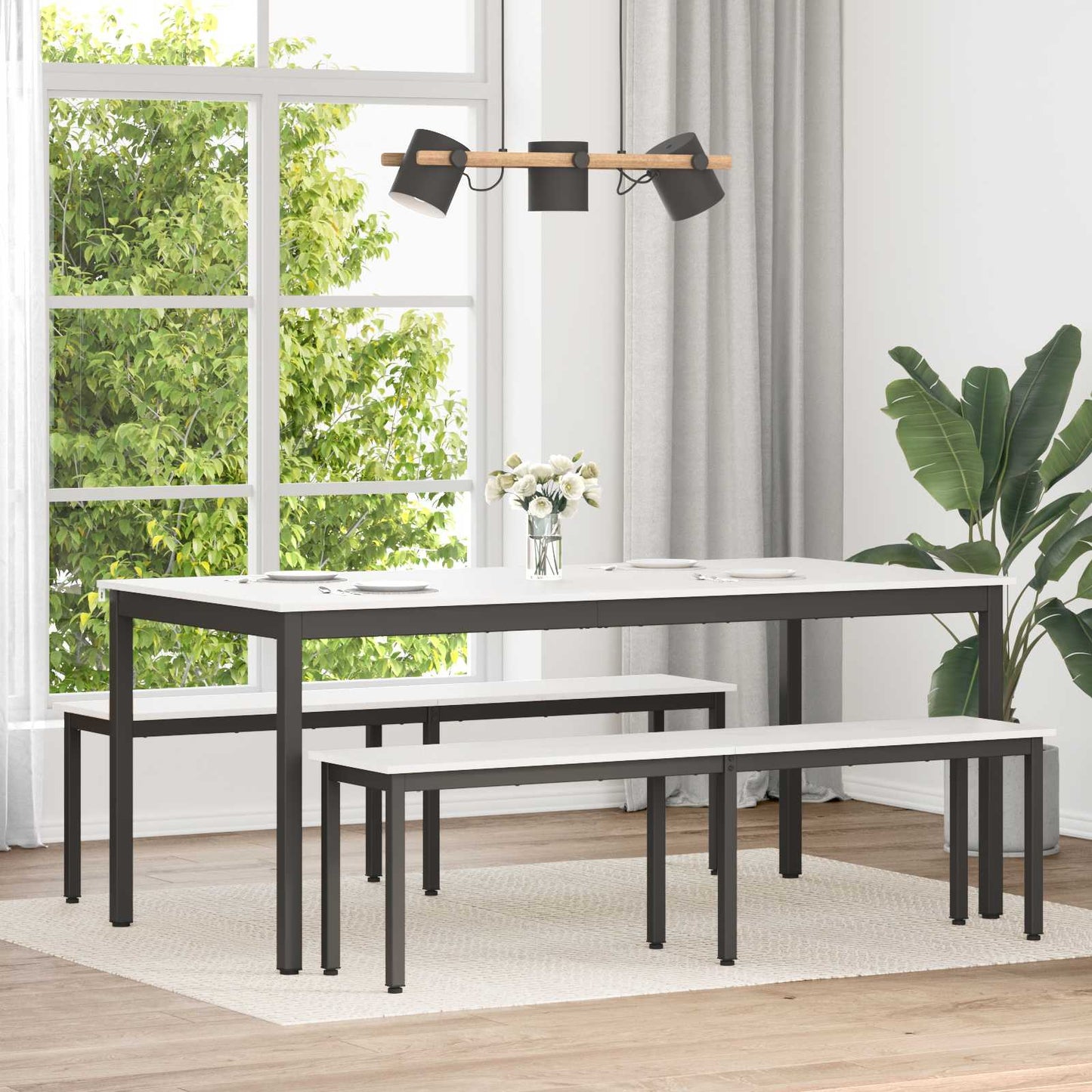 Dining Table White 180 x 90 x 75 cm Solid Pine Wood