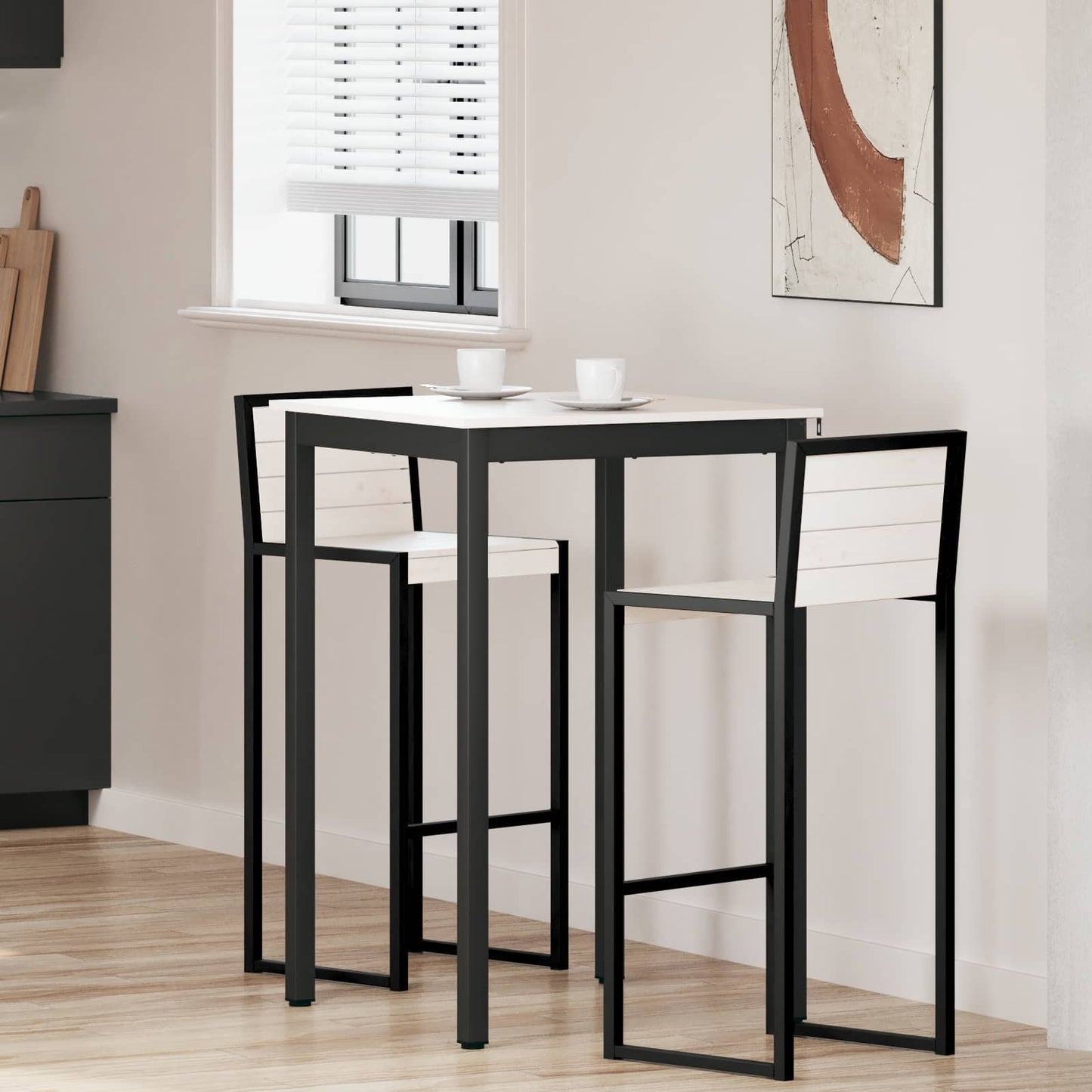 Bar Table White 70 x 70 x 105 cm Solid Pine Wood