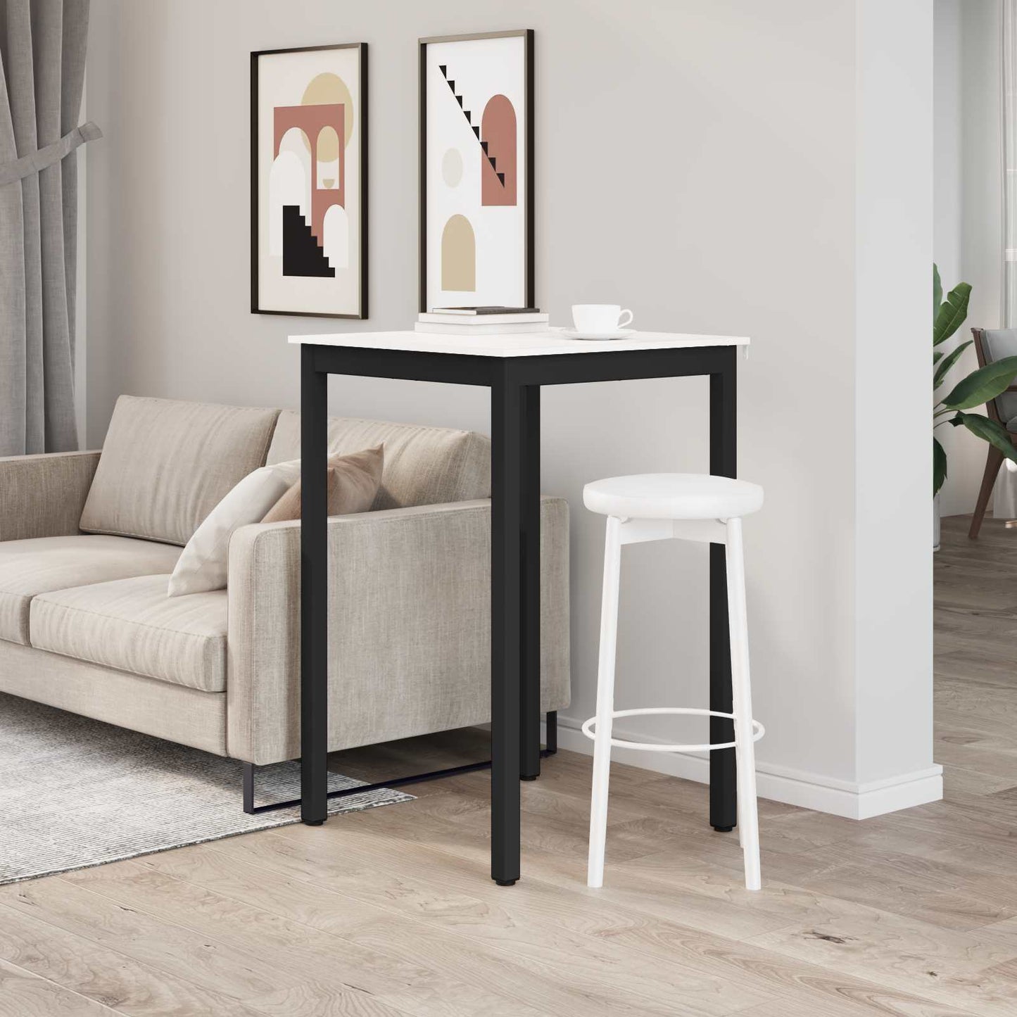 Bar Table White 70 x 70 x 105 cm Solid Pine Wood