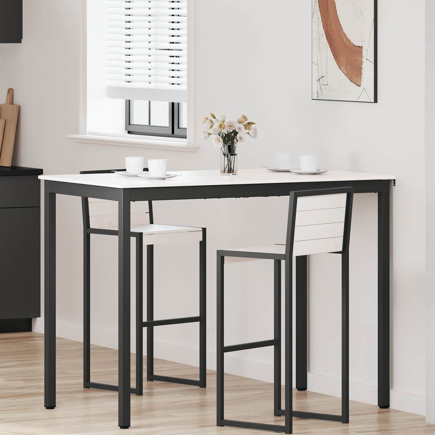 Bar Table White 140 x 80 x 105 cm Solid Pine Wood