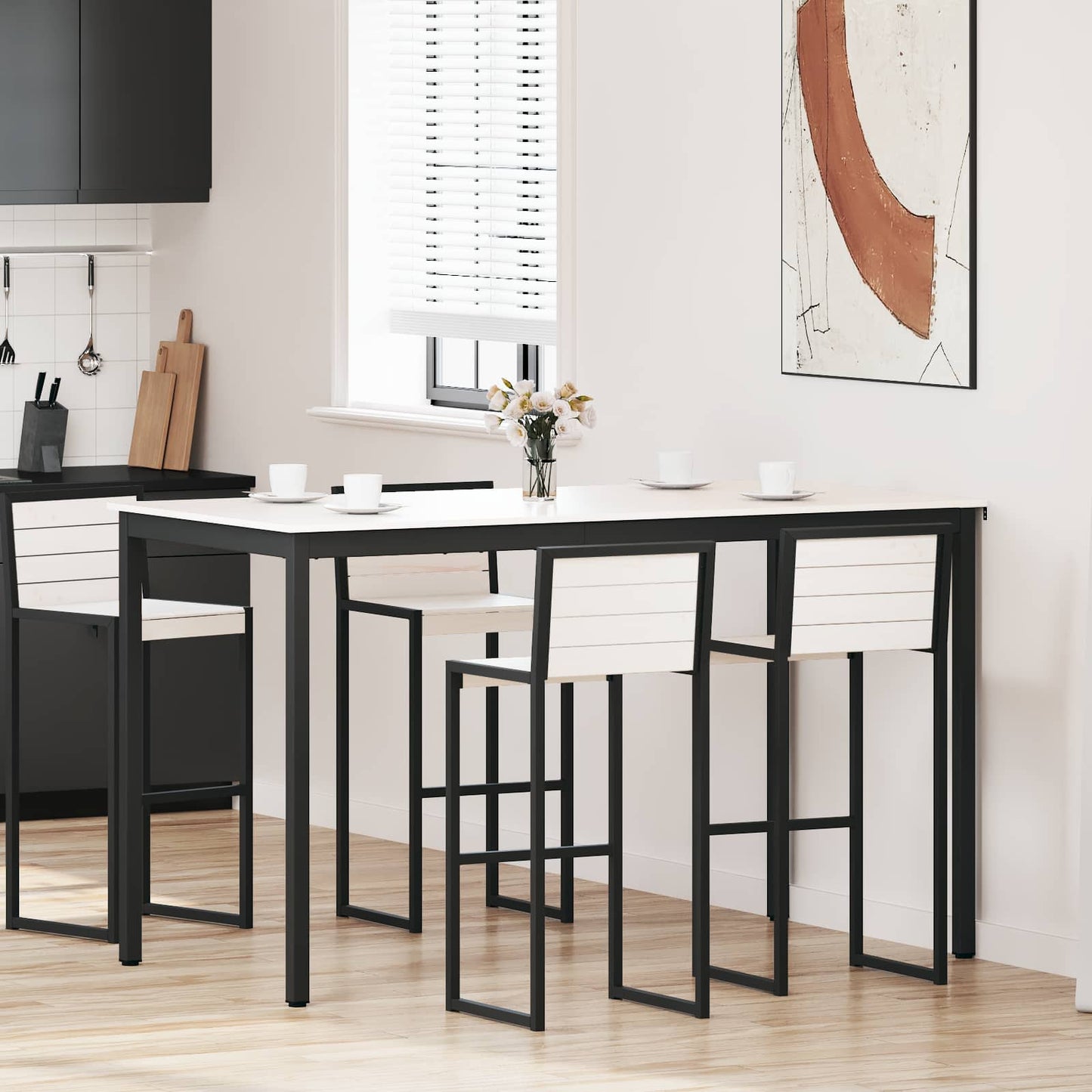 Bar Table White 180 x 90 x 105 cm Solid Pine Wood