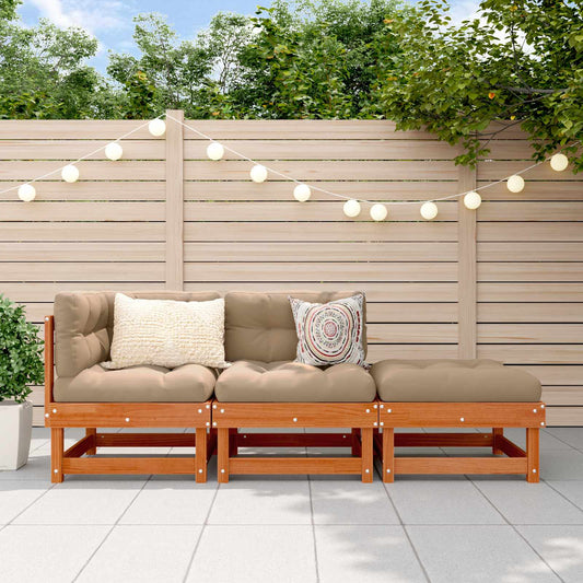 Sectional Sofa Units Wax Brown 183 x 61 x 62 cm Solid Pine Wood