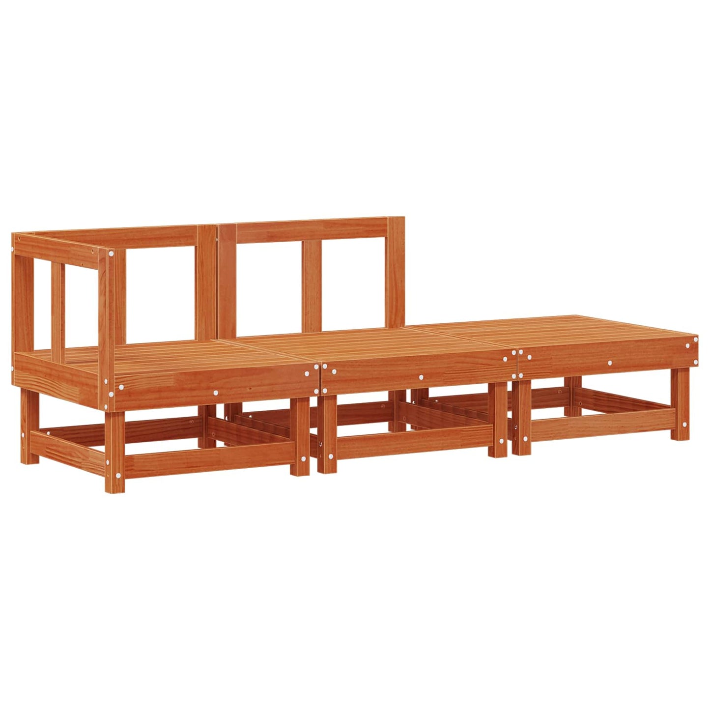 Sectional Sofa Units Wax Brown 183 x 61 x 62 cm Solid Pine Wood