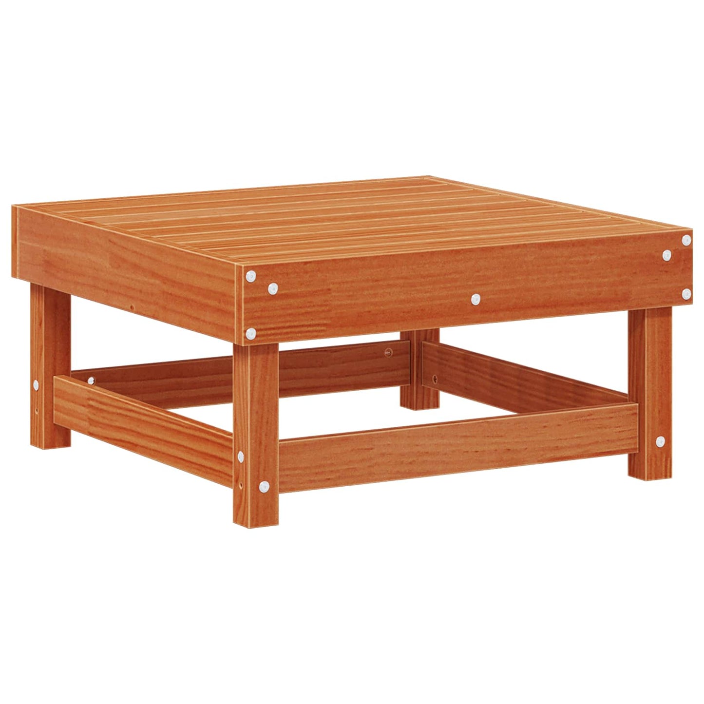 Garden Footrest Solid Pine Wood Wax Brown 61 x 60.5 x 30 cm