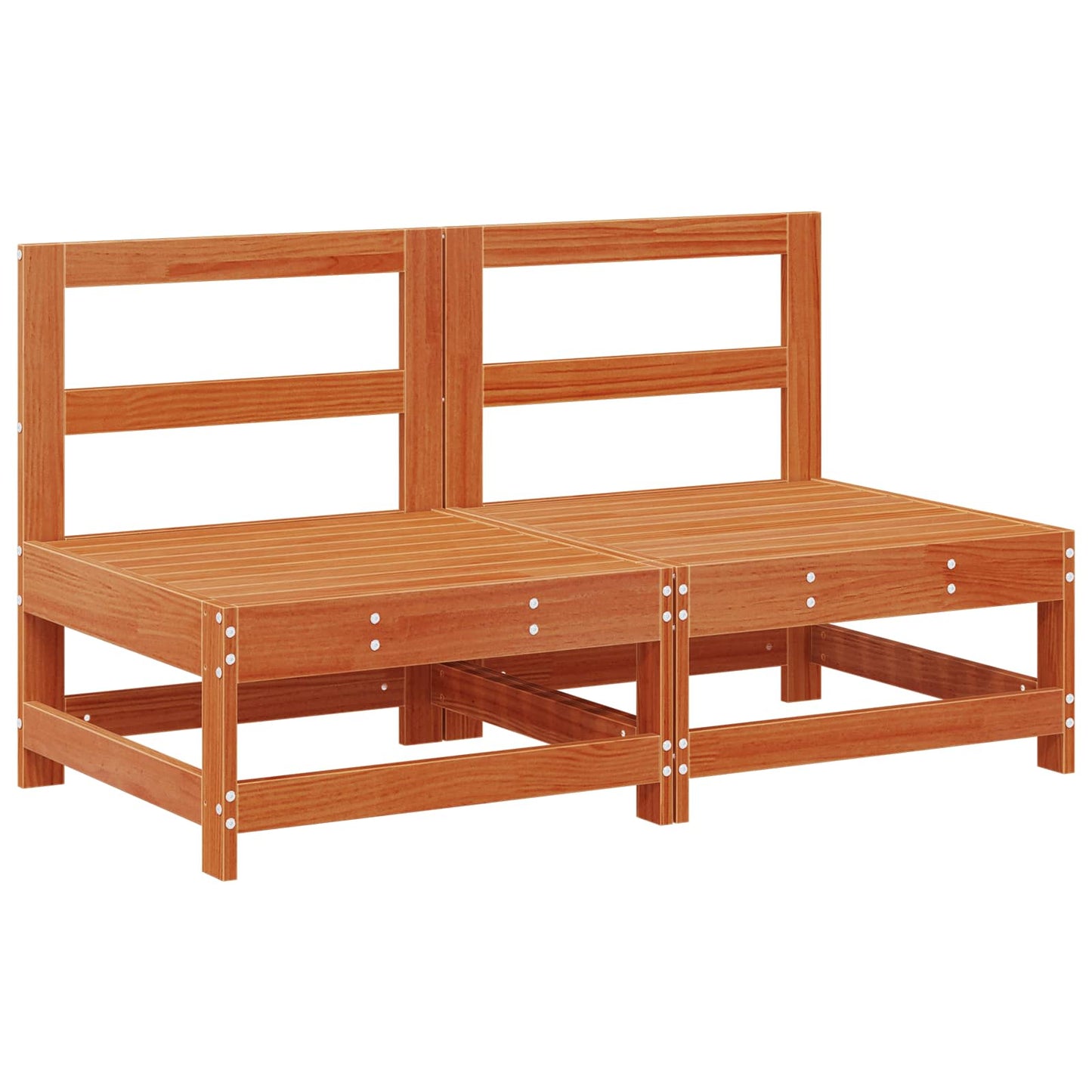 Garden Middle Sofa Solid Pine Wood Wax Brown 124 x 62 x 70.5 cm