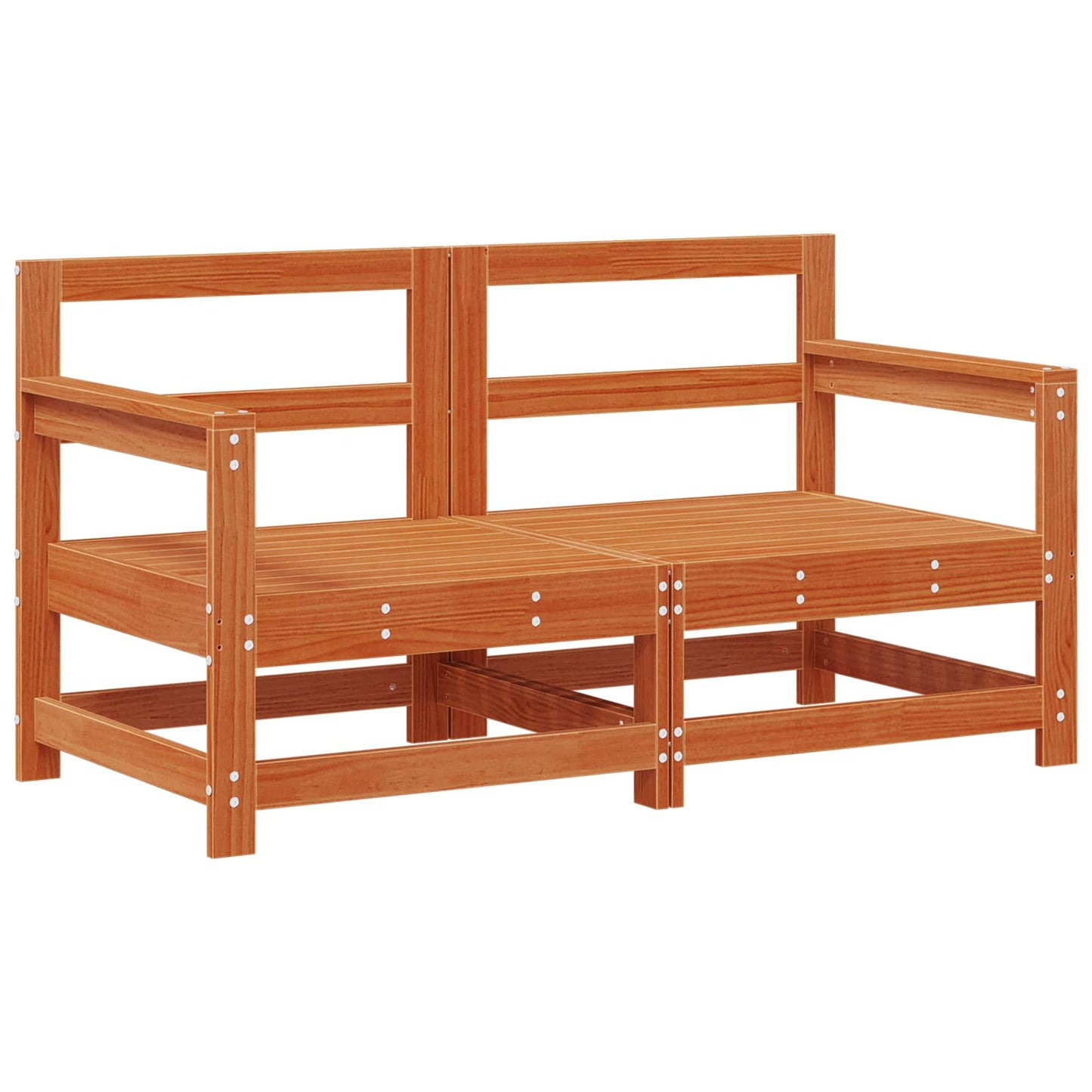 Garden Corner Sofa Solid Pine Wood Wax Brown 132 x 62 x 70.5 cm
