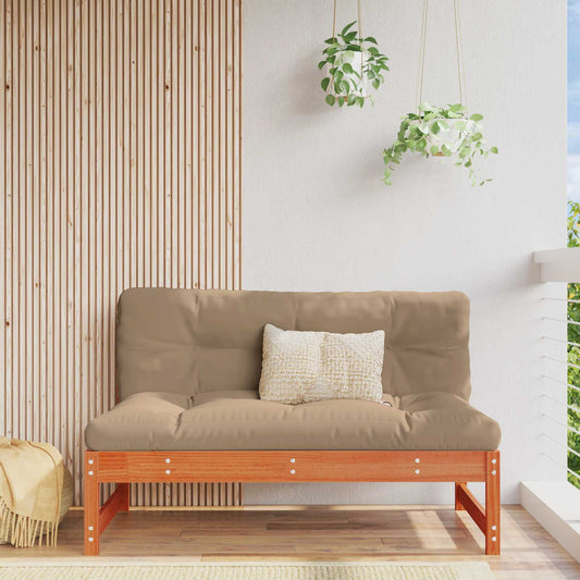 Garden Middle Sofa Solid Pine Wood Wax Brown 120 x 84 x 70 cm