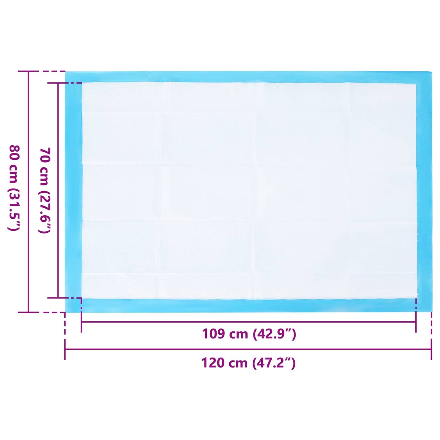 Non-woven Fabric Pet Training Pad 50 pcs 120 x 80 cm