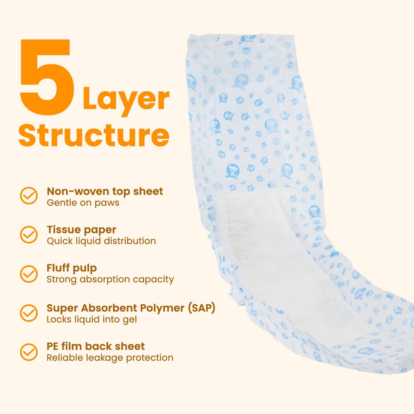 Disposable Dog Diaper Male 30 pcs White L