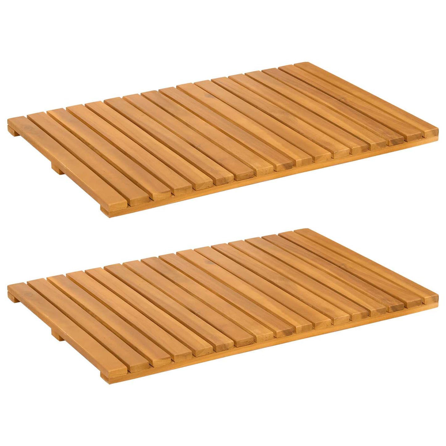 Bath Mat Plain Brown 60 x 40 cm Solid Acacia Wood