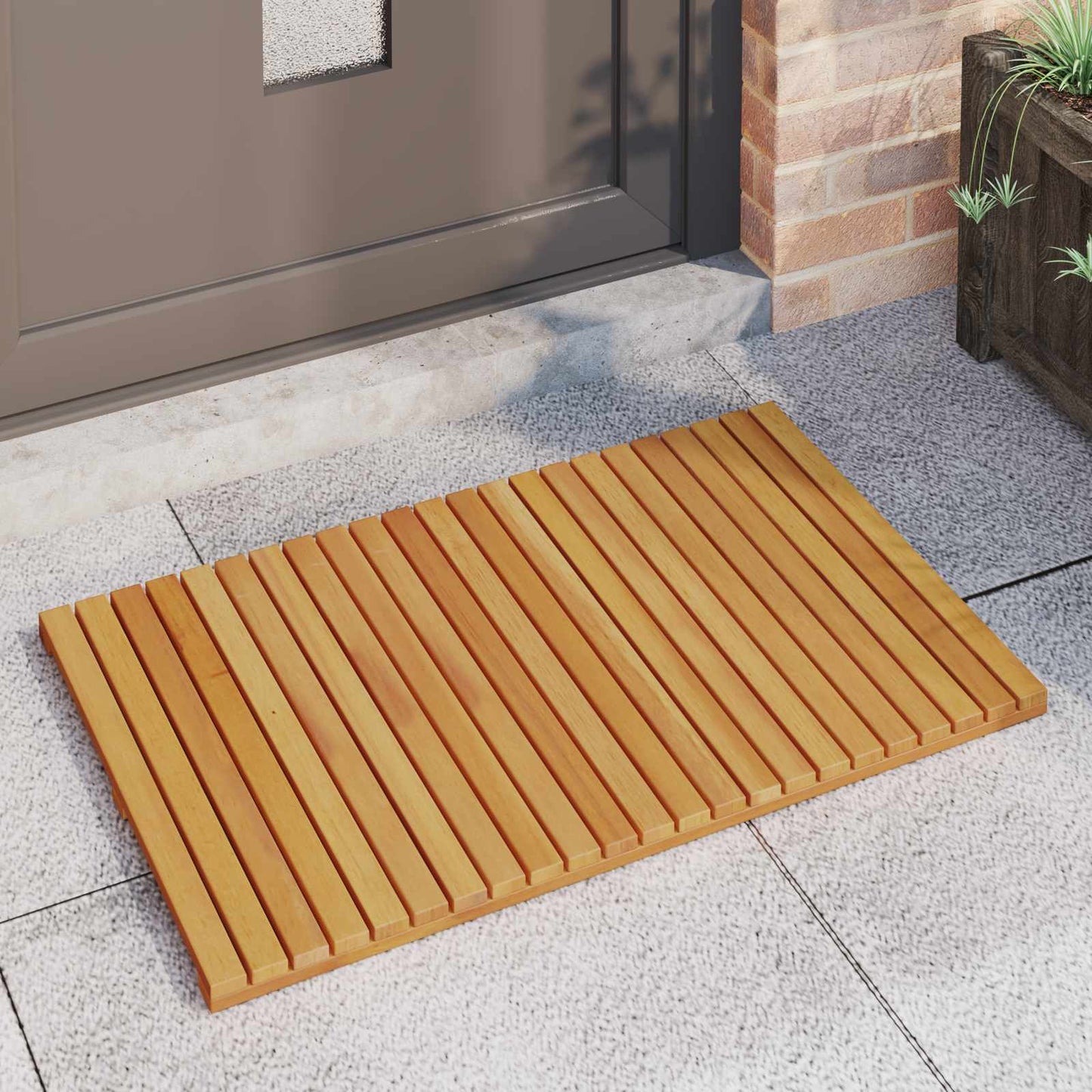 Bath Mat Plain Brown 80 x 50 cm Solid Acacia Wood
