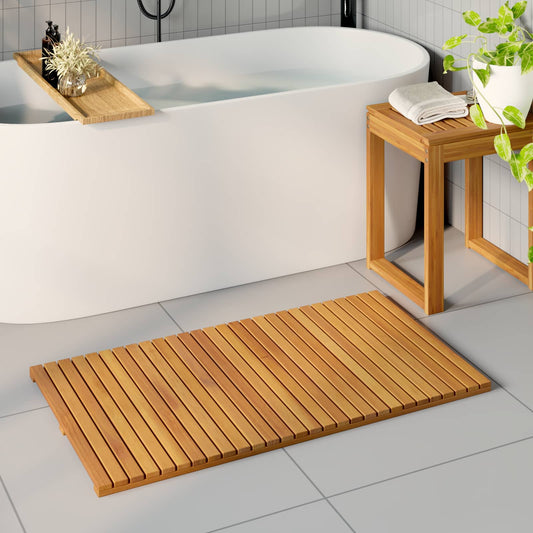 Bath Mat Plain Brown 100 x 55 cm Solid Acacia Wood