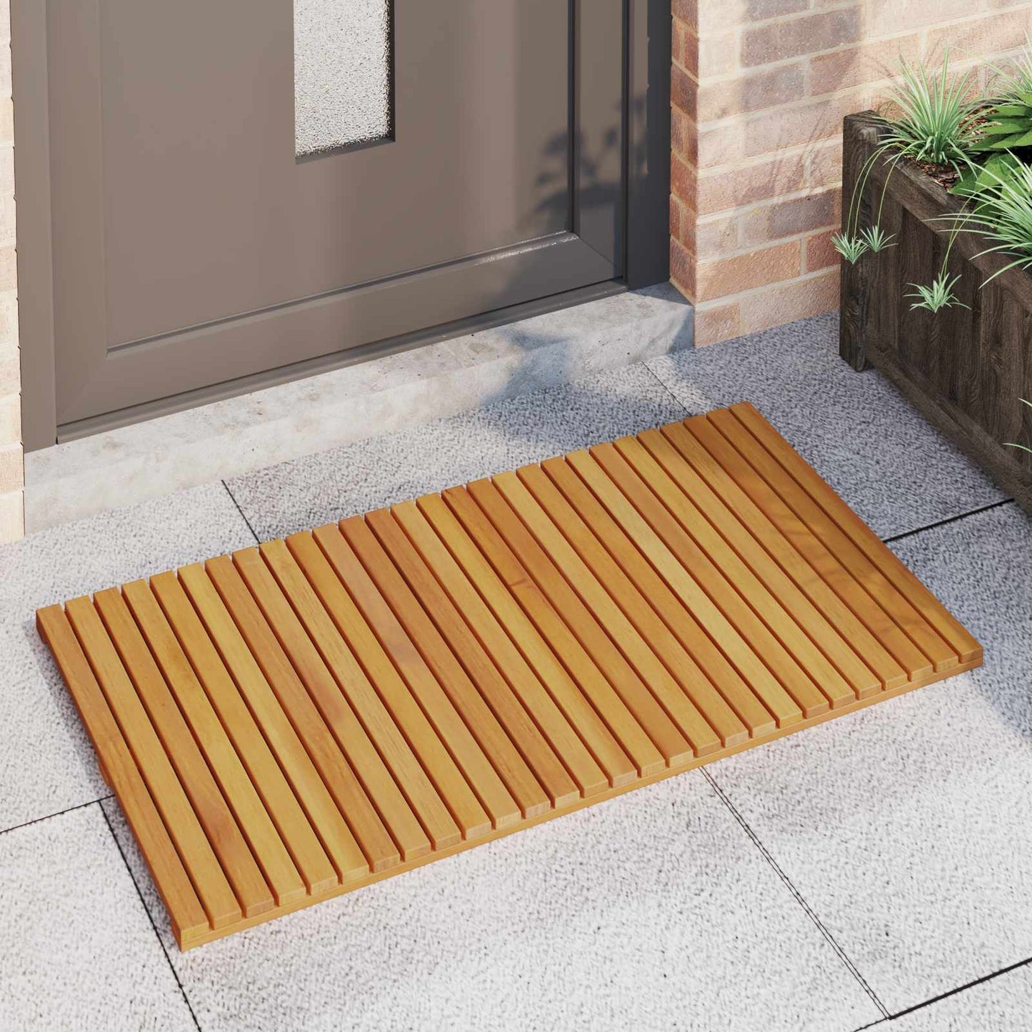 Bath Mat Plain Brown 100 x 55 cm Wood