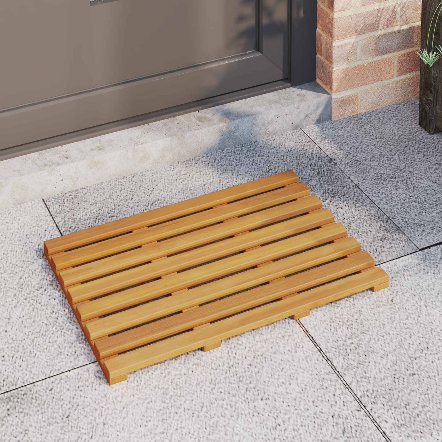 Bath Mat Plain Brown 56 x 37 x 2.5 cm Solid Acacia Wood