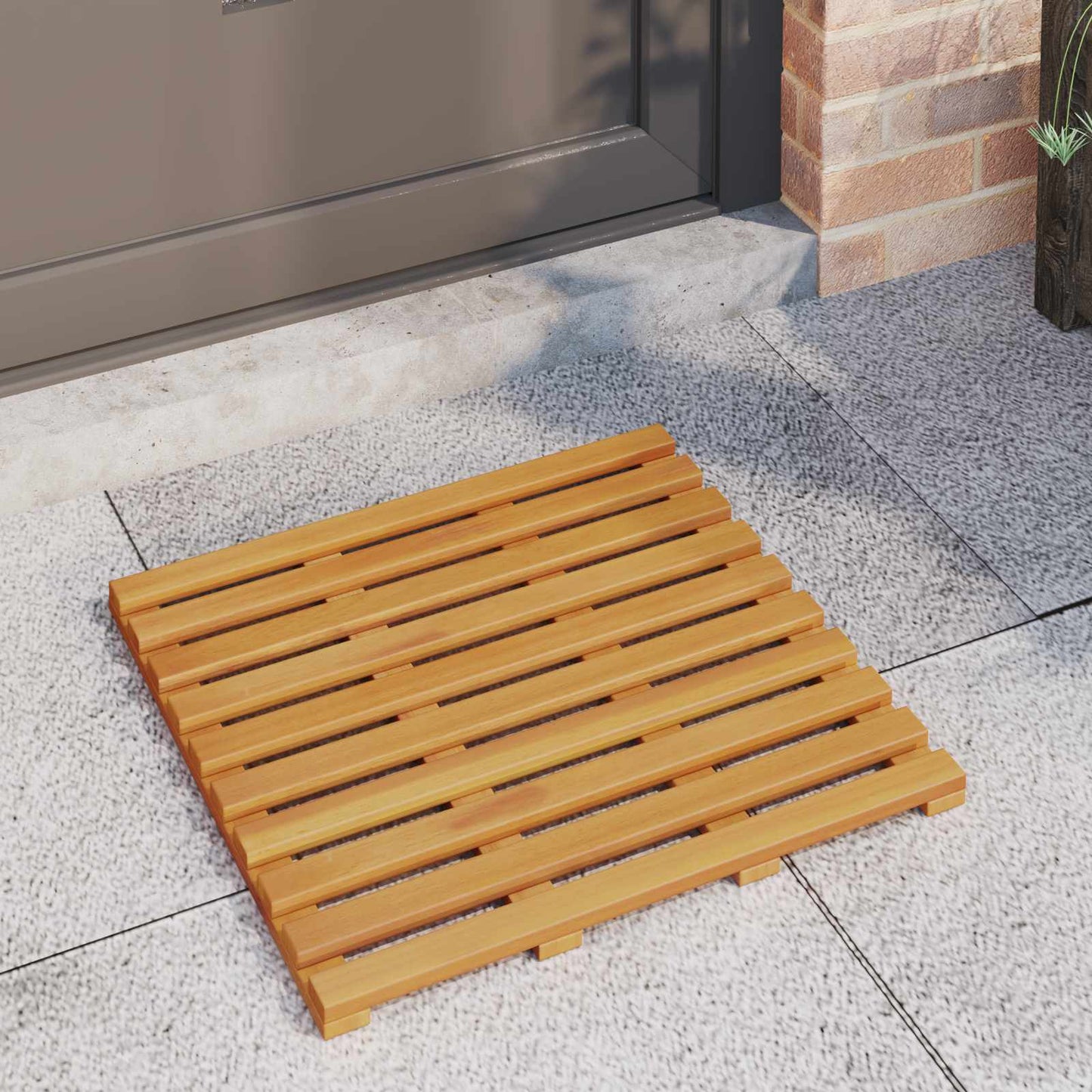 Bath Mat Plain Brown 50 x 48 x 2.5 cm Wood