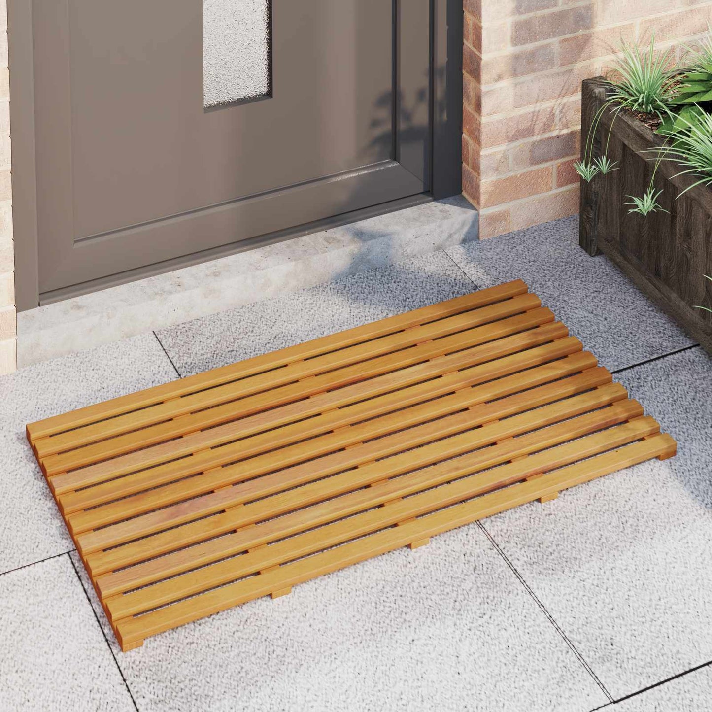 Bath Mat Plain Brown 100 x 53 x 2.5 cm Wood