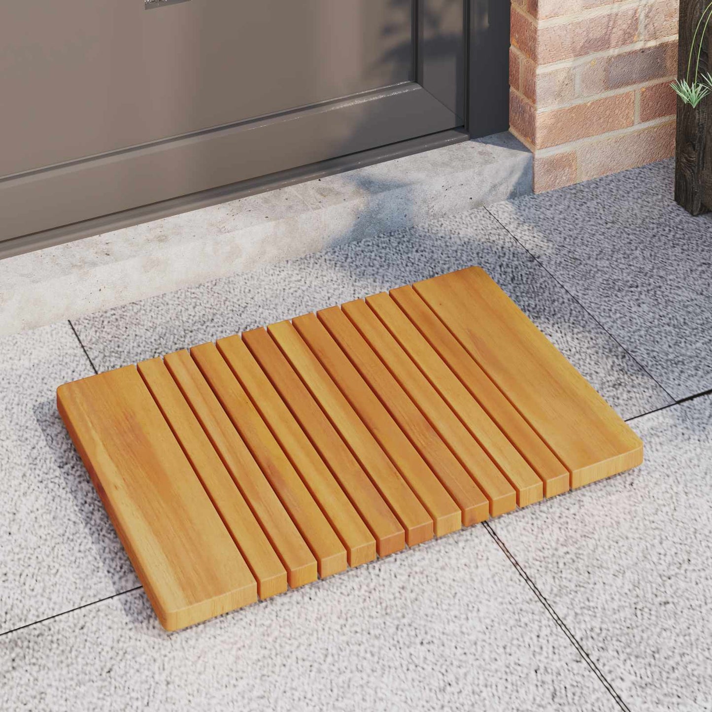 Bath Mat Plain Brown 59 x 40 cm Solid Acacia Wood
