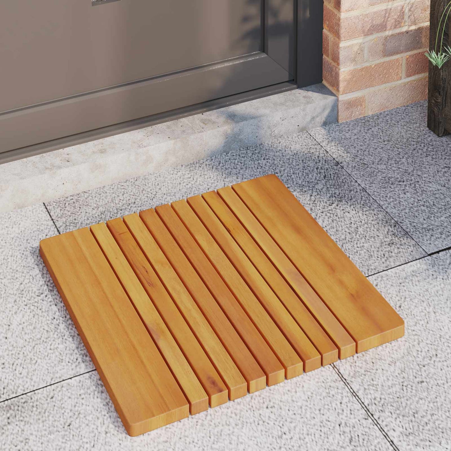 Bath Mat Plain Brown 52 x 50 cm Solid Acacia Wood
