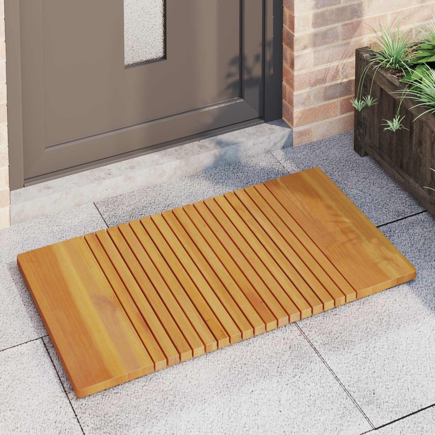Bath Mat Plain Brown 100 x 55 cm Solid Acacia Wood