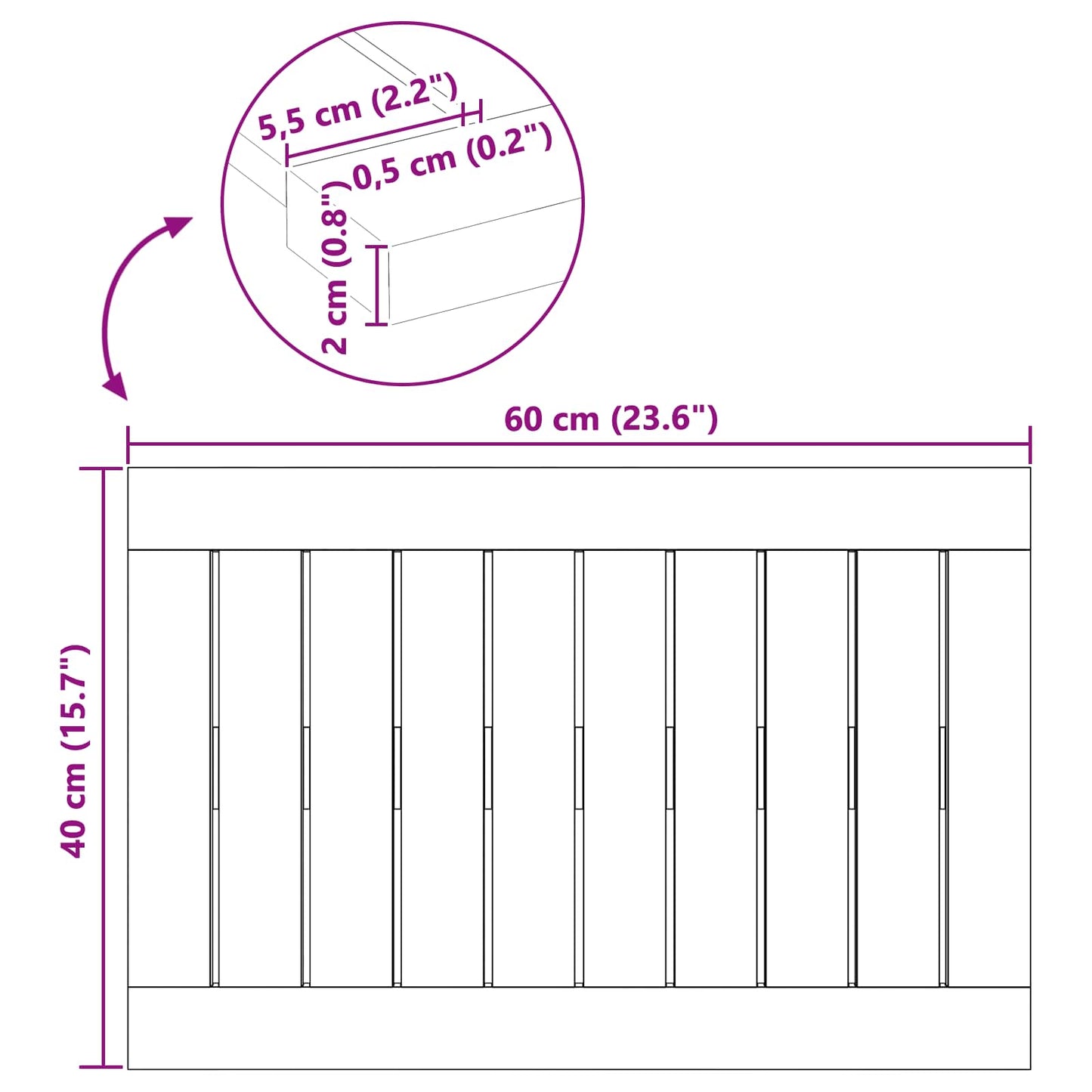 Bath Mat Plain Brown 60 x 40 cm Wood