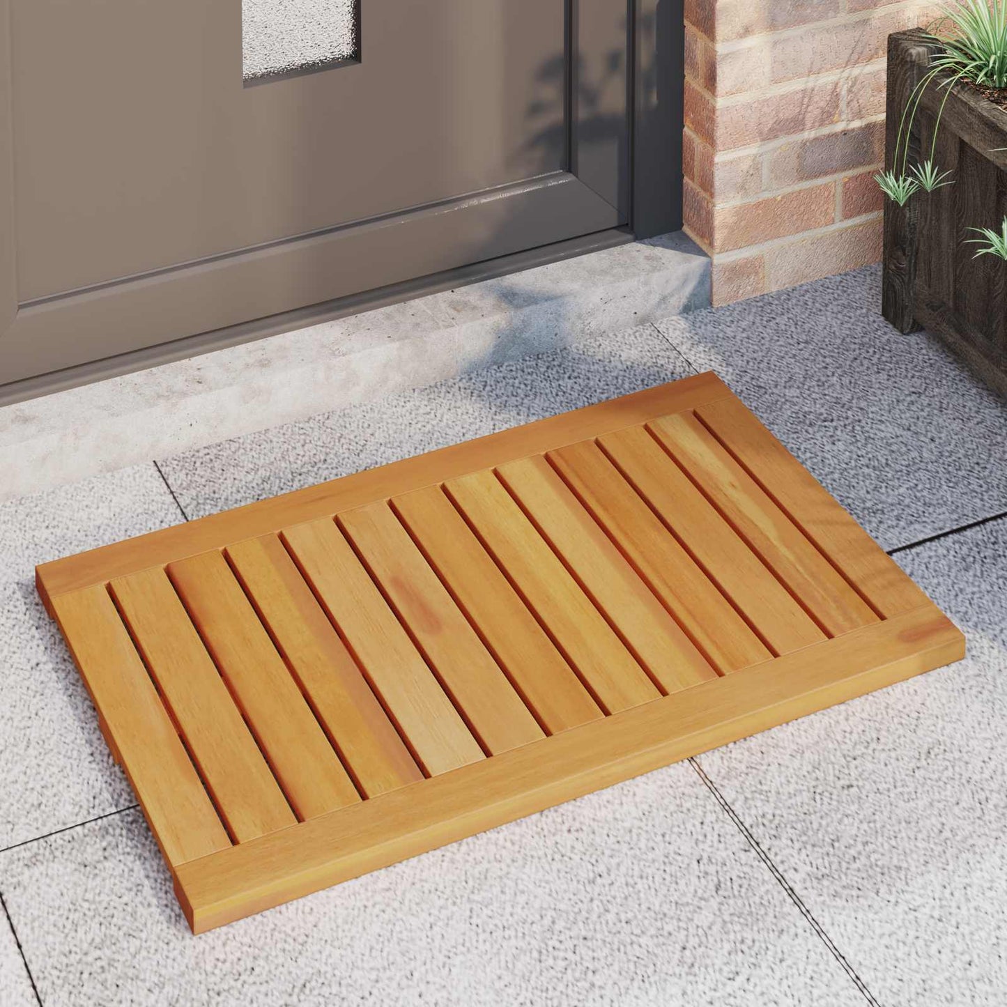 Bath Mat Plain Brown 80 x 50 cm Wood