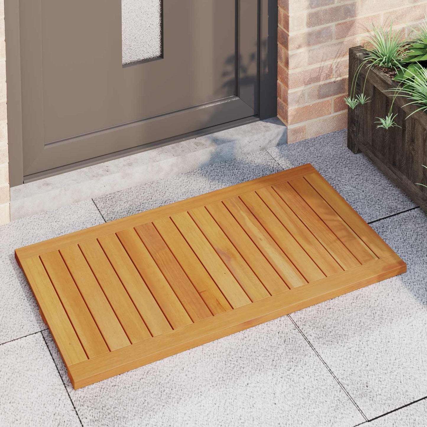 Bath Mat Plain Brown 100 x 55 cm Solid Acacia Wood