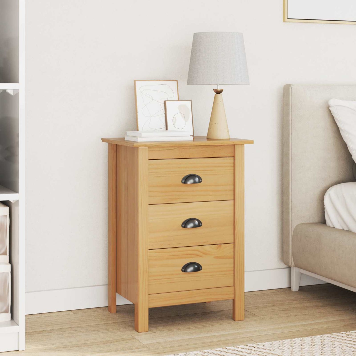 Bedside Cabinet with Drawer HILL Honey Brown 46 x 35 x 65 cm