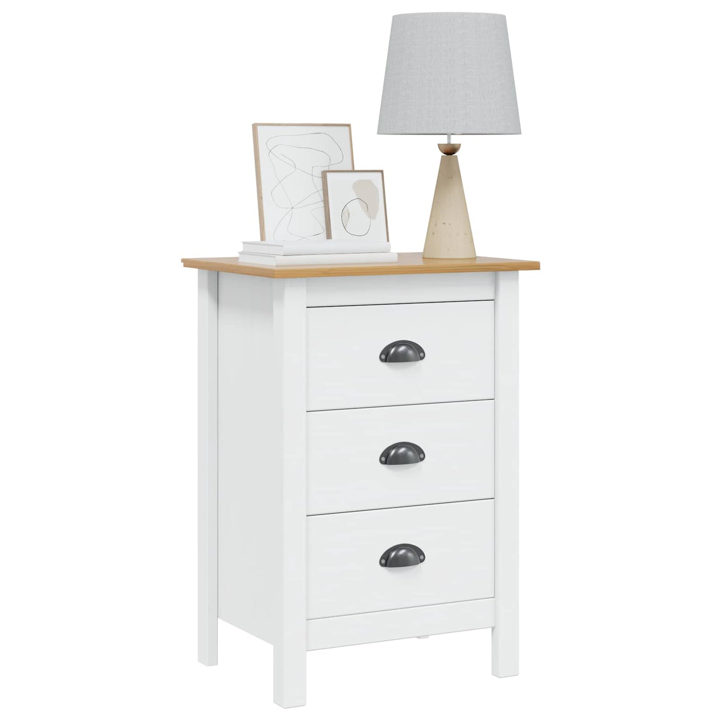 Bedside Cabinet HILL White and Honey Brown 46 x 35 x 65 cm