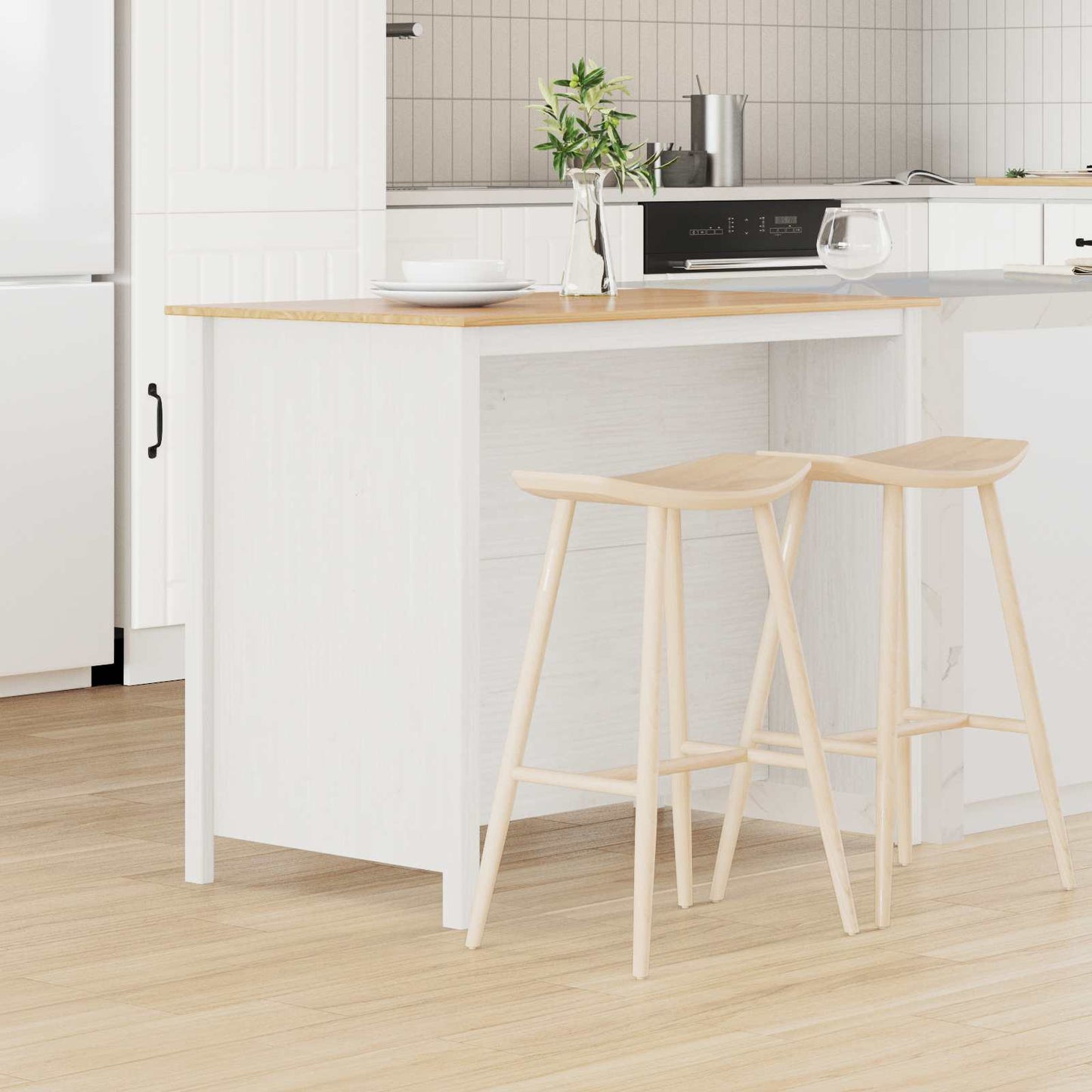 Kitchen Islands HILL White 112 x 66 x 90 cm Solid Pine Wood