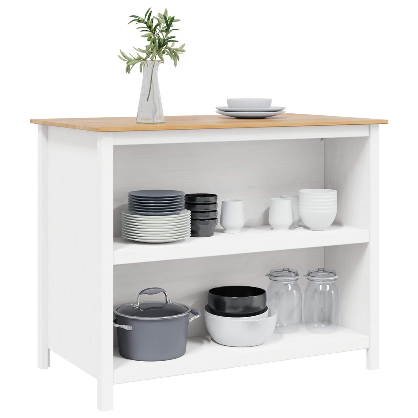 Kitchen Islands HILL White 112 x 66 x 90 cm Solid Pine Wood