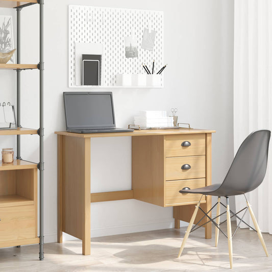 Desk with Drawers with Drawer HILL Honey Brown 100 x 45 x 74 cm
