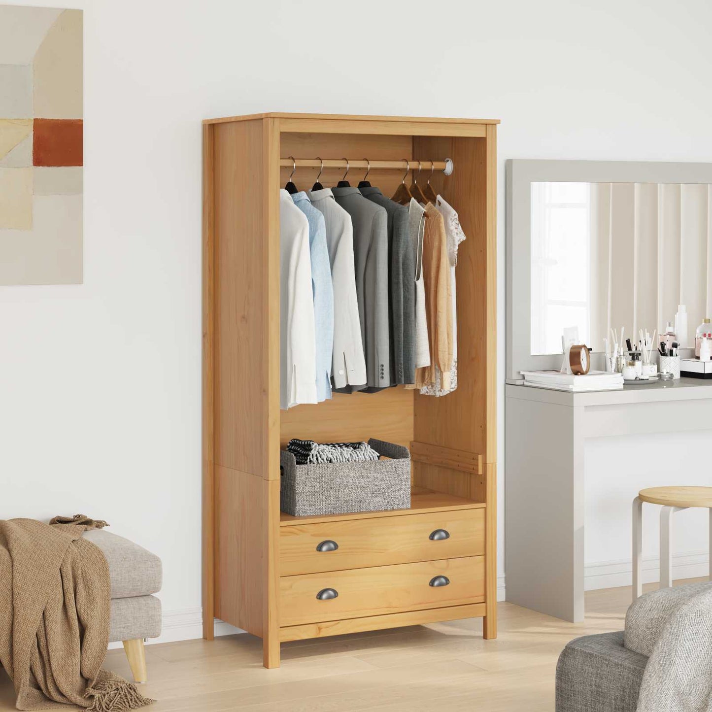 Wardrobe HILL Honey Brown 84 x 50 x 170 cm Solid Pine Wood