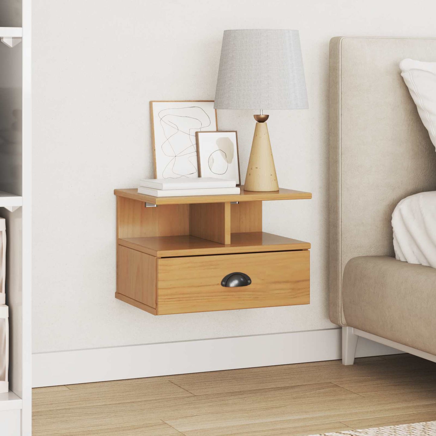 Bedside Cabinet with Drawer HILL Honey Brown 40 x 31 x 27 cm