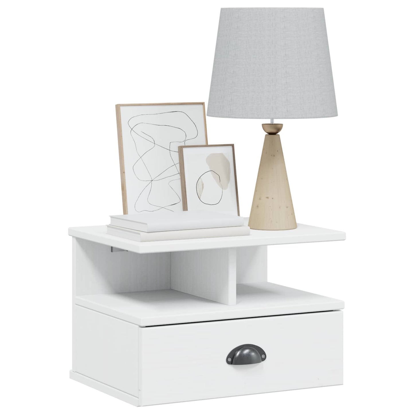 Bedside Cabinet HILL White 40 x 31 x 27 cm Solid Pine Wood