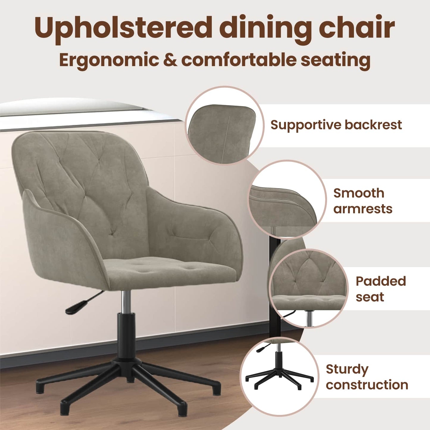 Dining Chair 2 pcs Light Grey 55 x 59.5 x 77 cm Velvet