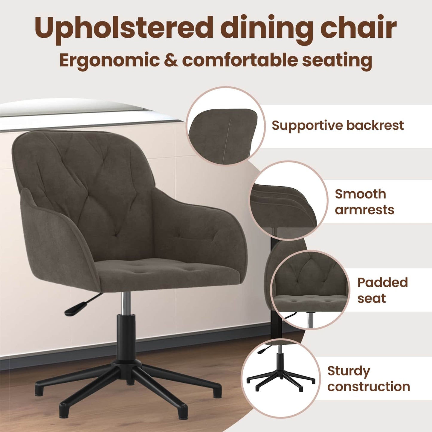 Dining Chair 2 pcs Dark Grey 55 x 59.5 x 77 cm Velvet
