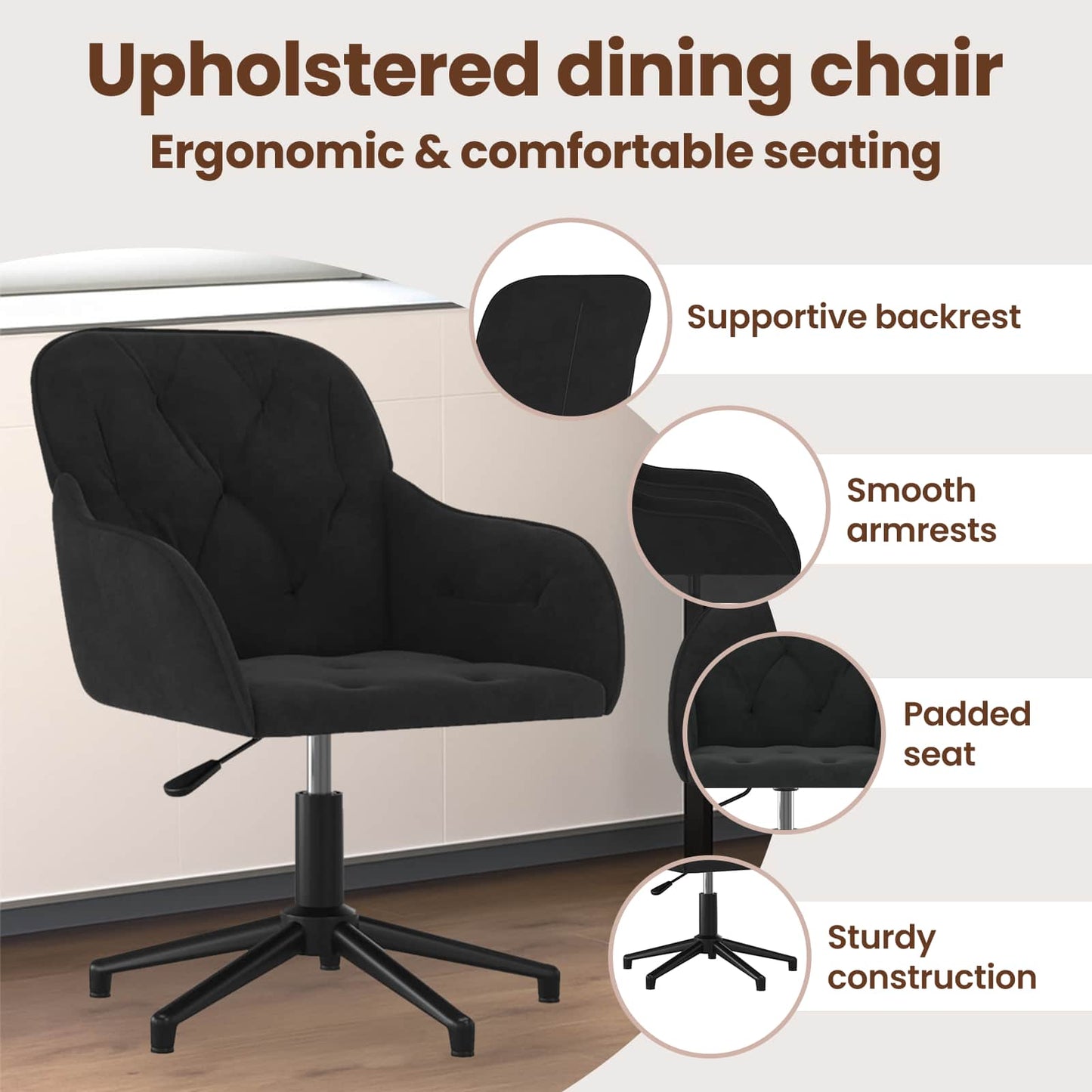Dining Chair 2 pcs Black 55 x 59.5 x 77 cm Velvet