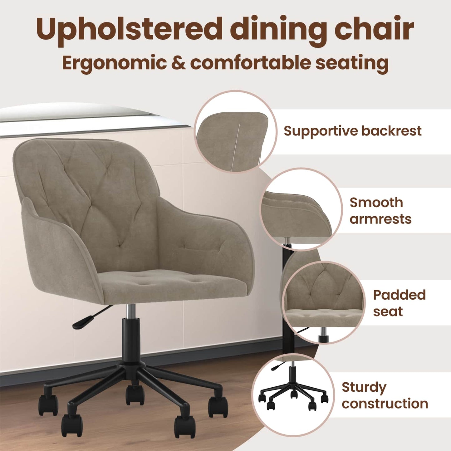 Dining Chair 2 pcs Light Grey 55 x 59.5 x 77 cm Velvet