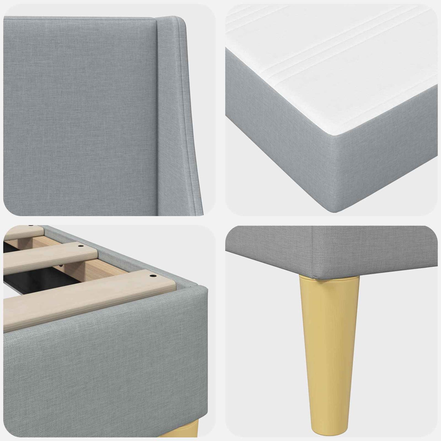 Bed Frame with Mattress Light Grey 180 x 200 cm Fabric
