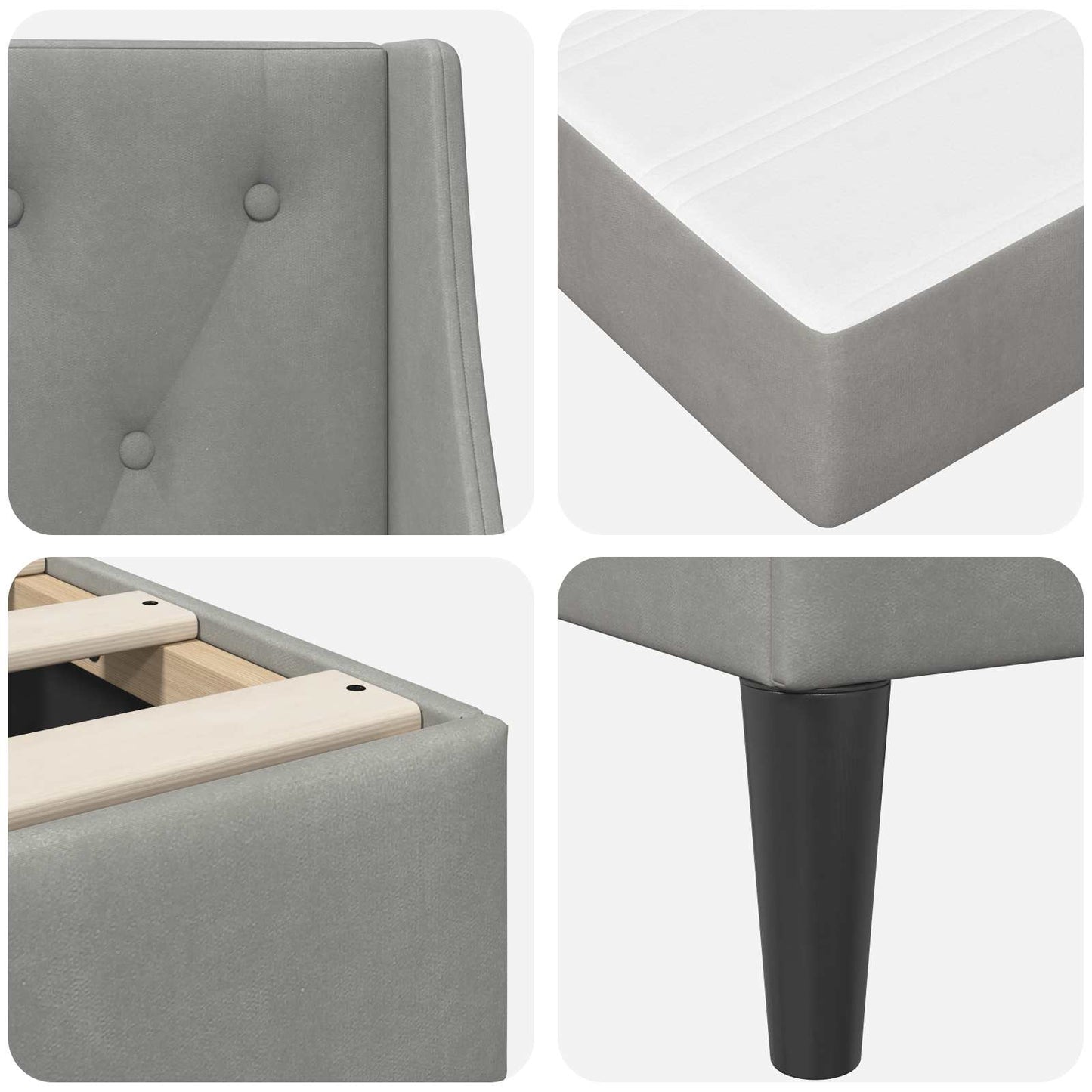 Bed Frame with Mattress Light Grey 90 x 190 cm Velvet